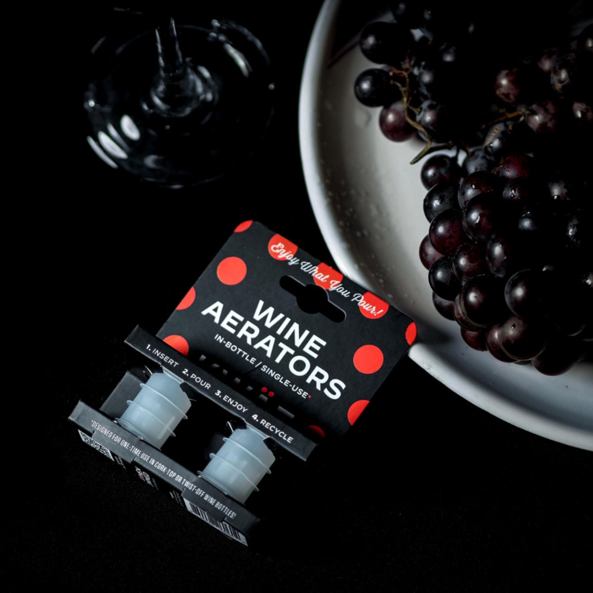 KWAF Wine Aerator Pack with 2 Single-Use Aerators - Fits All Wine Bottles