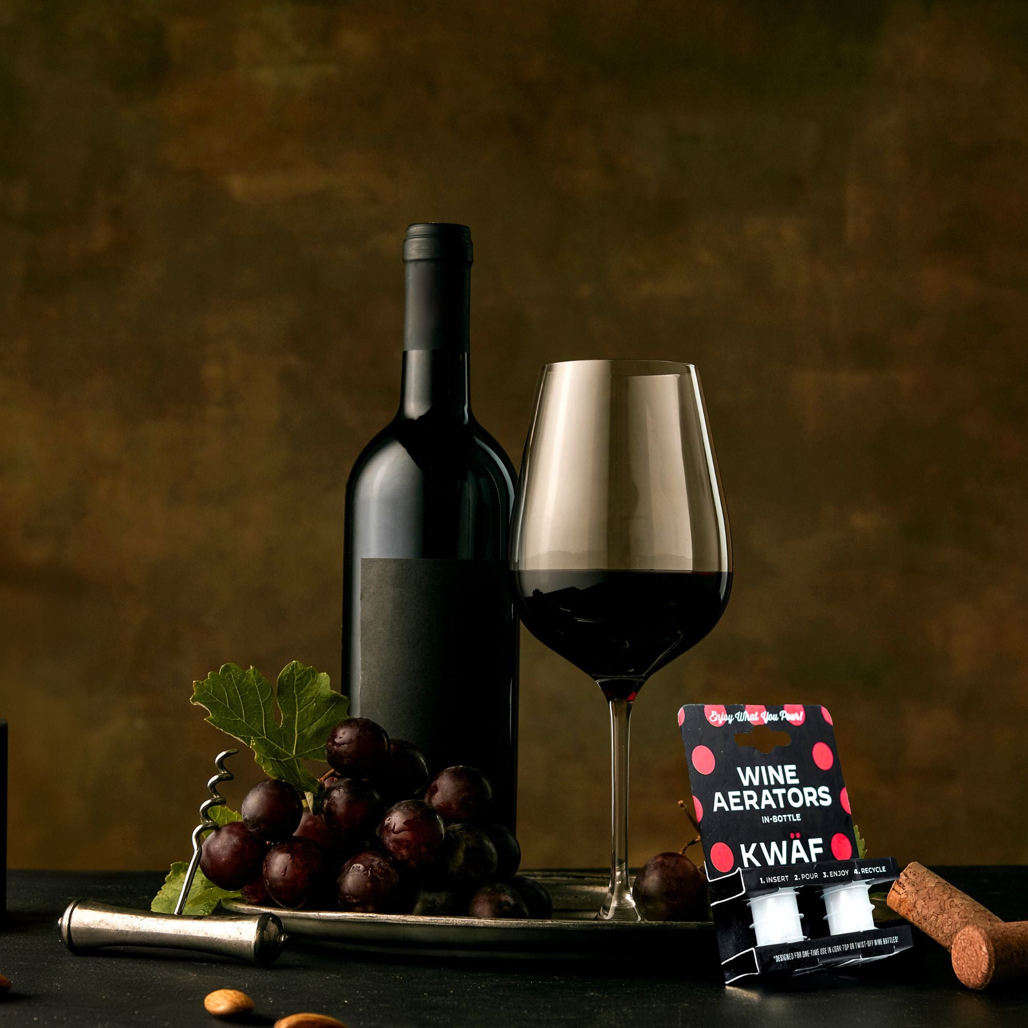 KWAF Wine Aerator Pack with 2 Single-Use Aerators - Fits All Wine Bottles