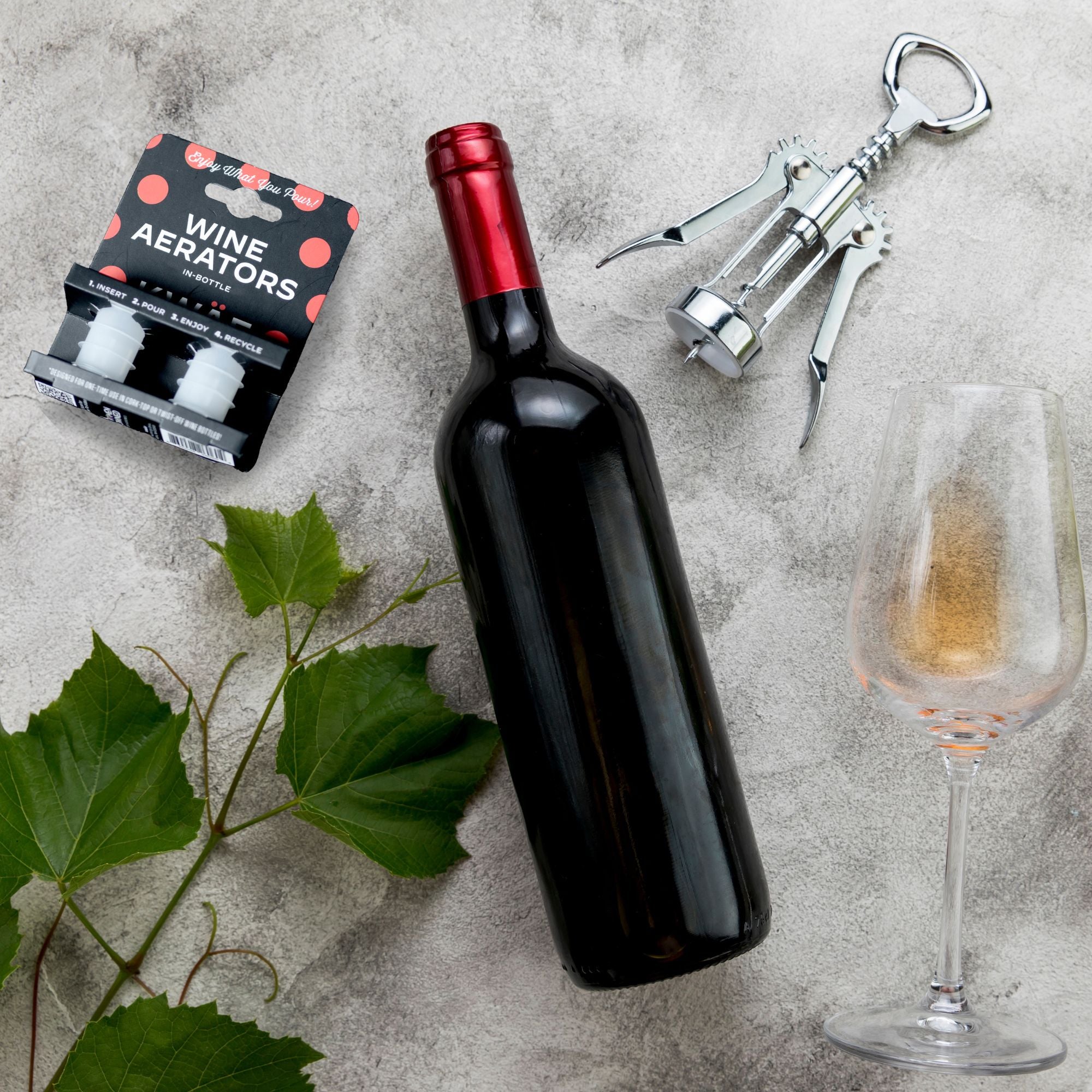 KWAF Wine Aerator Pack with 2 Single-Use Aerators - Fits All Wine Bottles