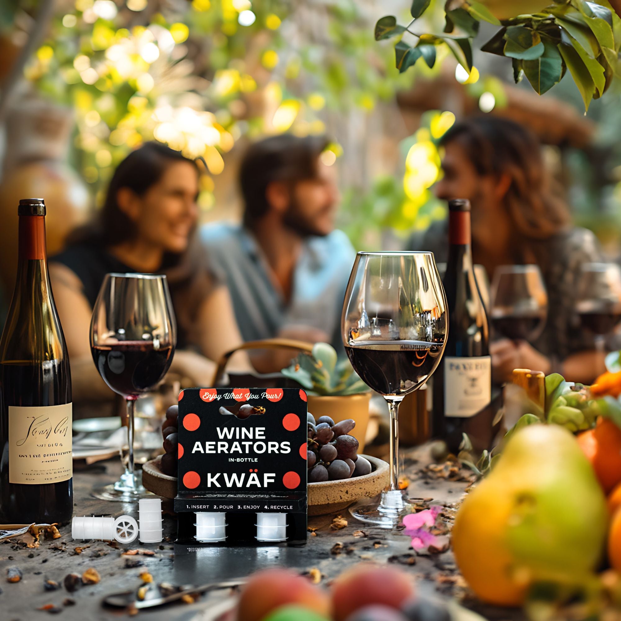 KWAF Wine Aerator Pack with 2 Single-Use Aerators - Fits All Wine Bottles